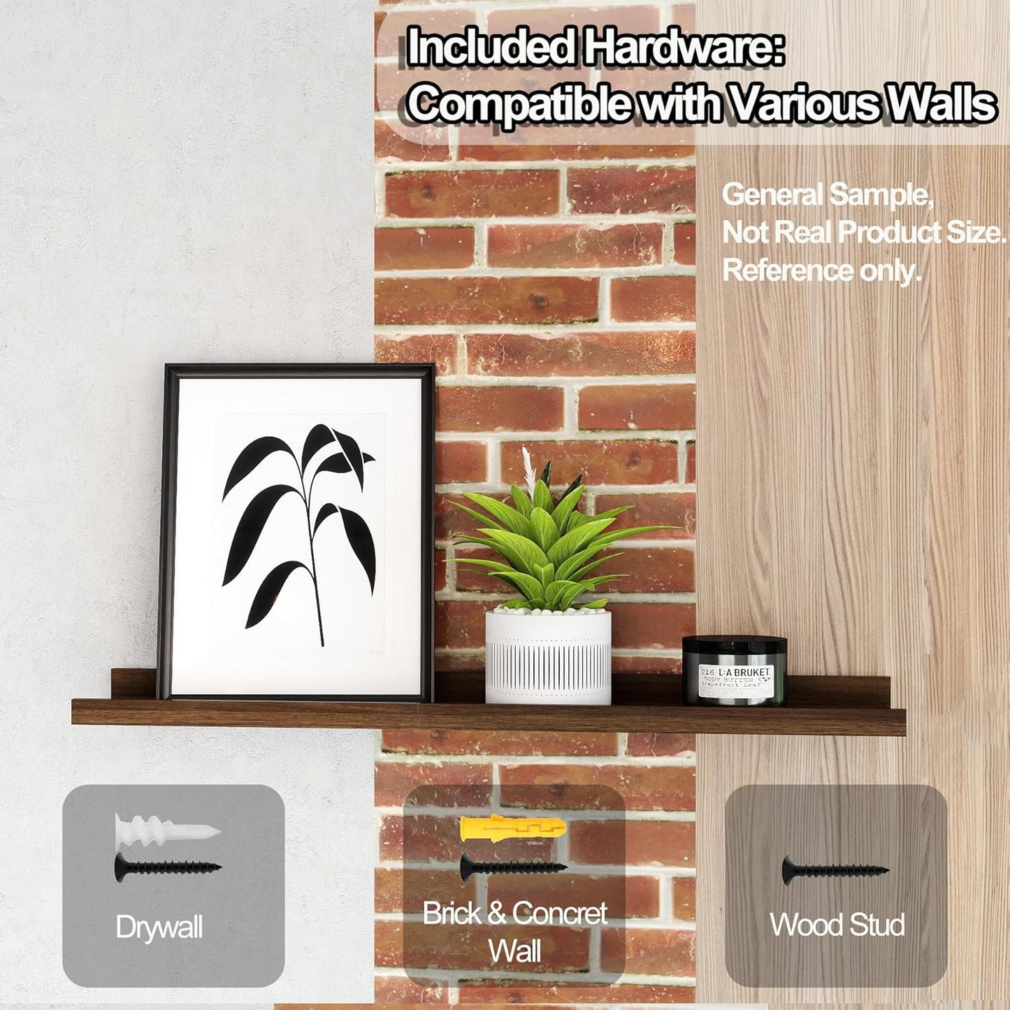 White Floating Shelves for Wall Decor, Wall Mounted Wood Storage Shelf for Bedroom, Living Room, Bathroom, Kitchen, Nursery, Display Picture Ledge Shelf with Lip Set of 2-14 Inches, White