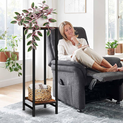 Plant Stand Indoor, Tall Plant stands for Indoor Outdoor Plants, 2 Tier Heavy Duty Plant Shelf 31" Metal Pedestal Stand Modern Corner Flower Stand for Patio, Living Room, Balcony