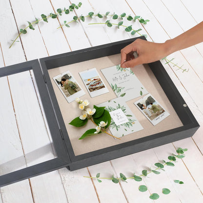 Americanflat Front Opening 11x14 Shadow Box Frame with Shatter-Resistant Glass - Silhouette Collection - Shadow Box Display Case for Tabletop and Wall Display - Black