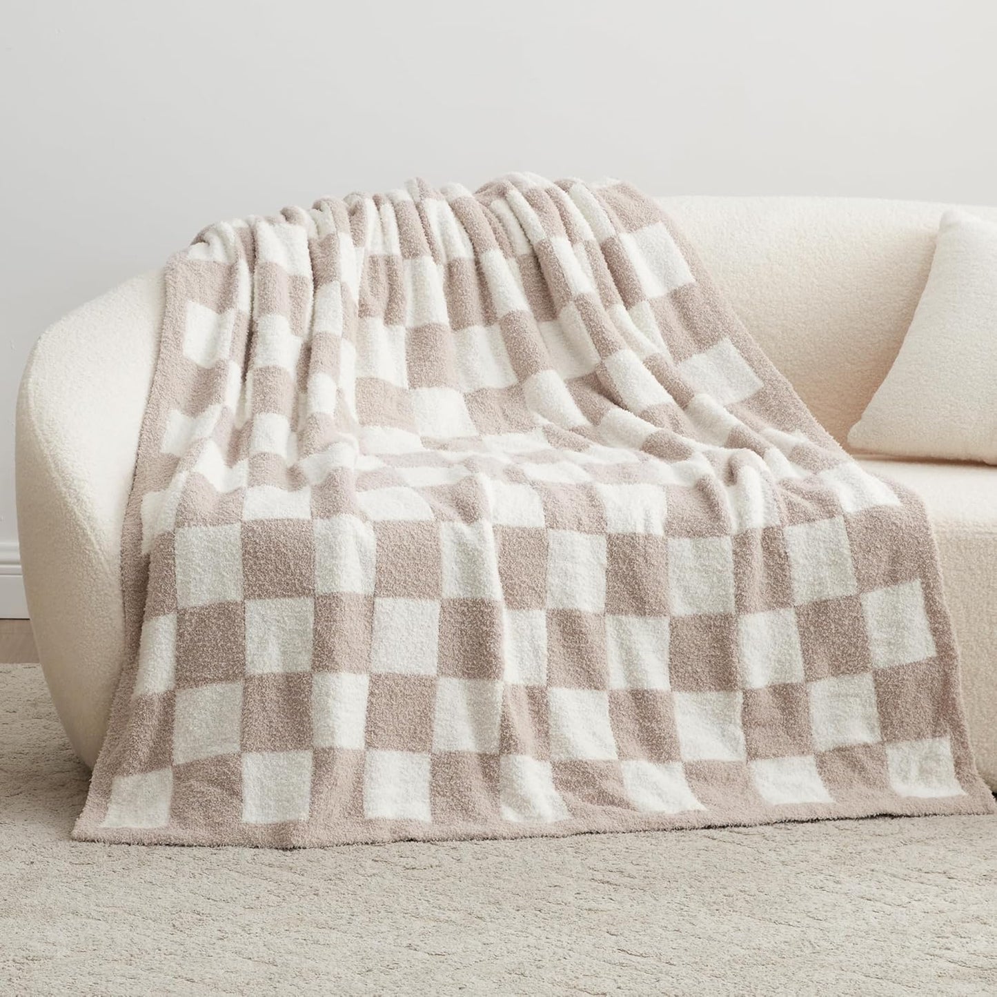 EXQ Home Fleece Throw Blanket for Couch or Bed - 3D Imitation Turtle Shell Jacquard Decorative Blankets - Cozy Soft Lightweight Fuzzy Flannel Blanket Suitable for All Seasons(50"×60",Beige)