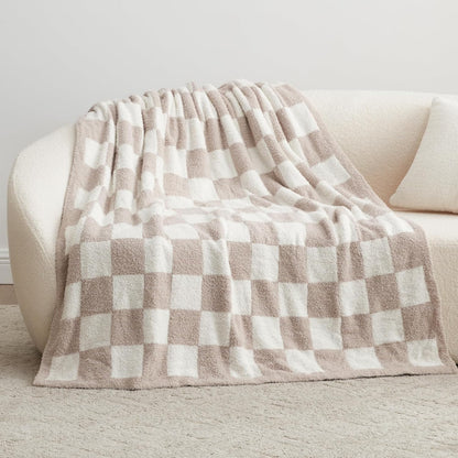 EXQ Home Fleece Throw Blanket for Couch or Bed - 3D Imitation Turtle Shell Jacquard Decorative Blankets - Cozy Soft Lightweight Fuzzy Flannel Blanket Suitable for All Seasons(50"×60",Beige)