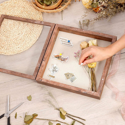 Califortree 8x10 Shadow Box Frame with Linen Back - Sturdy Rustic Memory Display Case of Flower, Pictures, Medals and More, White
