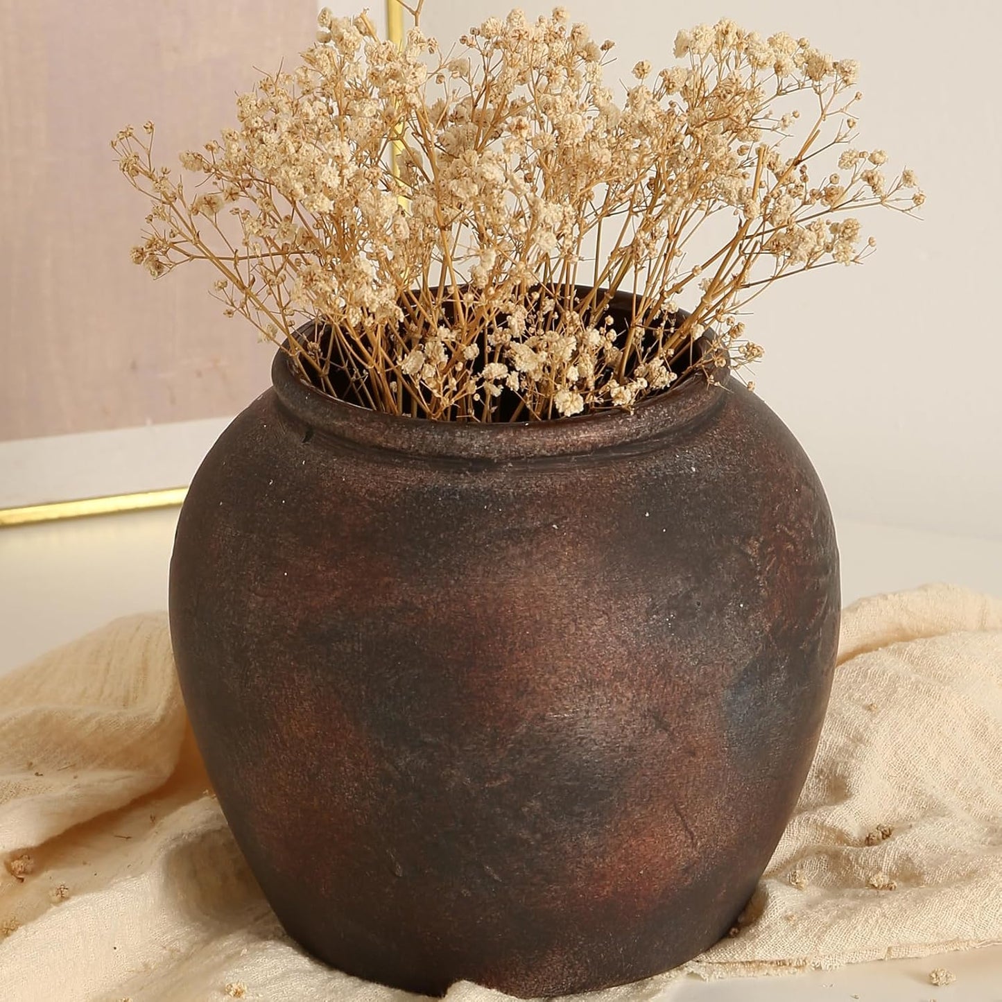 Rustic Vases for Home Decor. Ceramic Vase for Dining Table Decor. Terracotta Decorative Vase 6.1IN. ZSHLXM