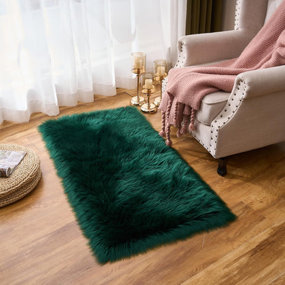 EasyJoy Ultra Soft Fluffy/Fuzzy Shaggy Area Rug Faux Fur Chair Cover Seat Pad for Bedroom Floor Sofa Living Room (2 x 6 ft Sheepskin, Beige)