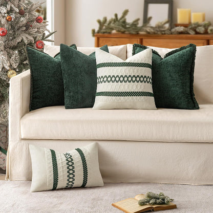 MIULEE Pack of 2 Couch Throw Pillow Covers 18x18 Inch Neutral Beige Modern Boho Accent Decorative Pillow Covers Soft Chenille Farmhouse Cushion Covers for Home Decor Bed Sofa Living Room