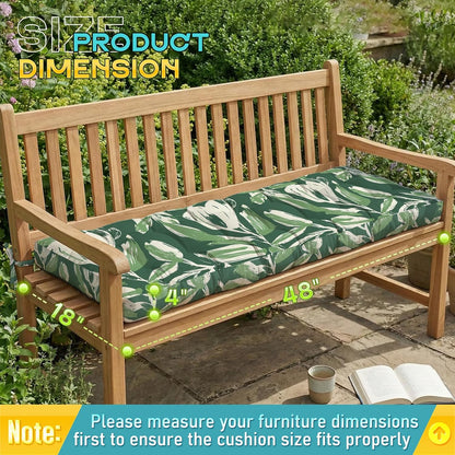 Outdoor Bench Cushion, Tufted Patio Seat Pad for Garden Bench, Porch Swing, Indoor/Outoor Furniture (Blue, 48X18X4 inch)