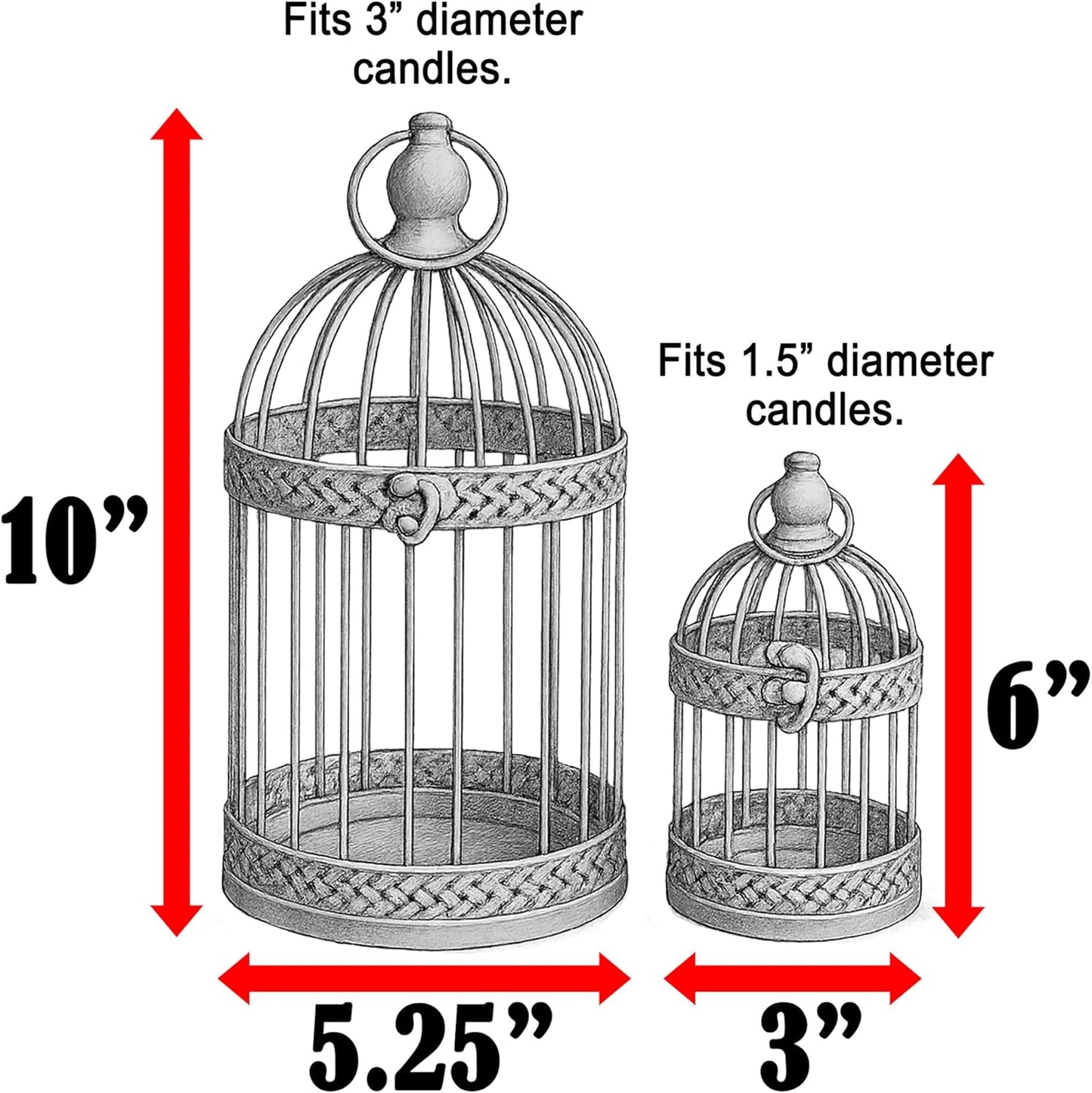 Vela Lanterns Bird Cage Decor Candle Holder Lantern Decorative Wedding Table Centerpiece Decorations, White, Small, Set of 4