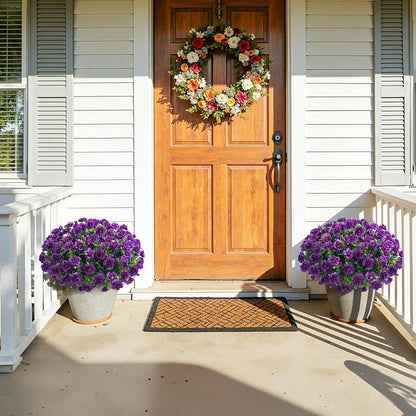 Ivydale Artificial Fake Flowers Plants for Outdoor Outside Spring Decor, Faux Silk Yellow Camellia UV Resistant Look Real for Planter Pot Porch Patio Balcony Garden Yard, 3 Large Bundles
