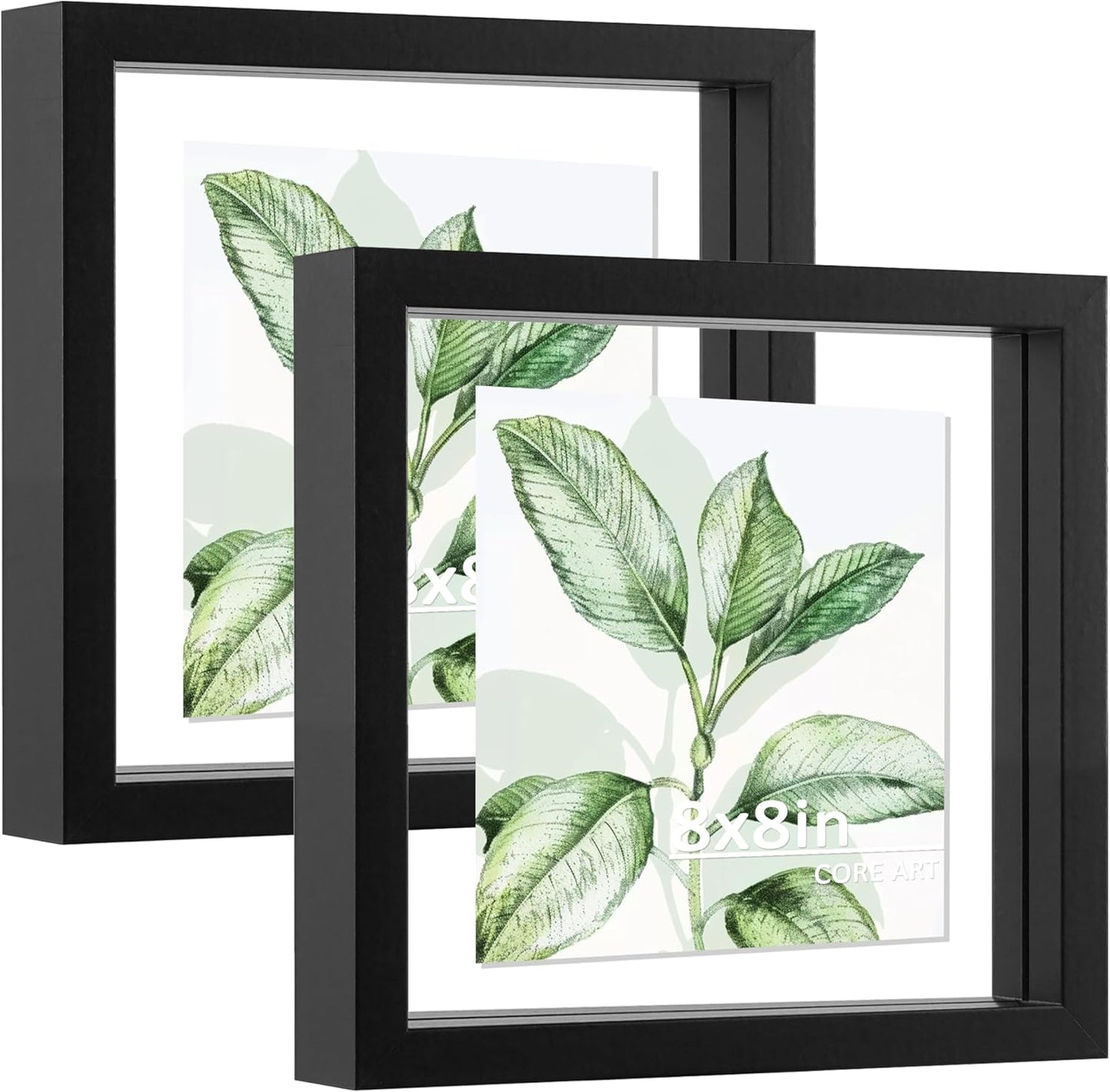 CORE ART 8x10 Floating Picture Frame,Double Plexglass Floating Frame for 5x7,4x6 Pictures,Wall or Tabletop Display,Black