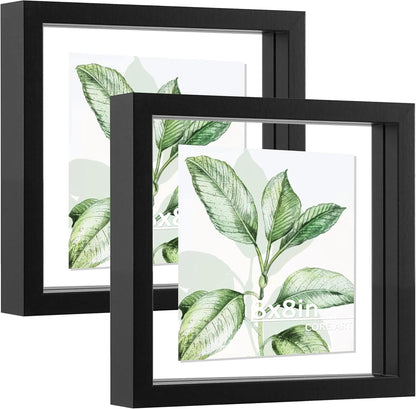 CORE ART 8x10 Floating Picture Frame,Double Plexglass Floating Frame for 5x7,4x6 Pictures,Wall or Tabletop Display,Black