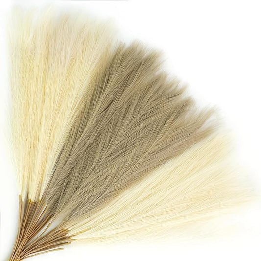 Agusbagli 30pcs Blue Faux Pampas Grass Decor, 21.6in Fluffy Artificial Colored Pampas Grass Short Light Blue Fake Pampas Vase Filler Flower Arrangement for Home Wedding Centerpieces Boho Decorations