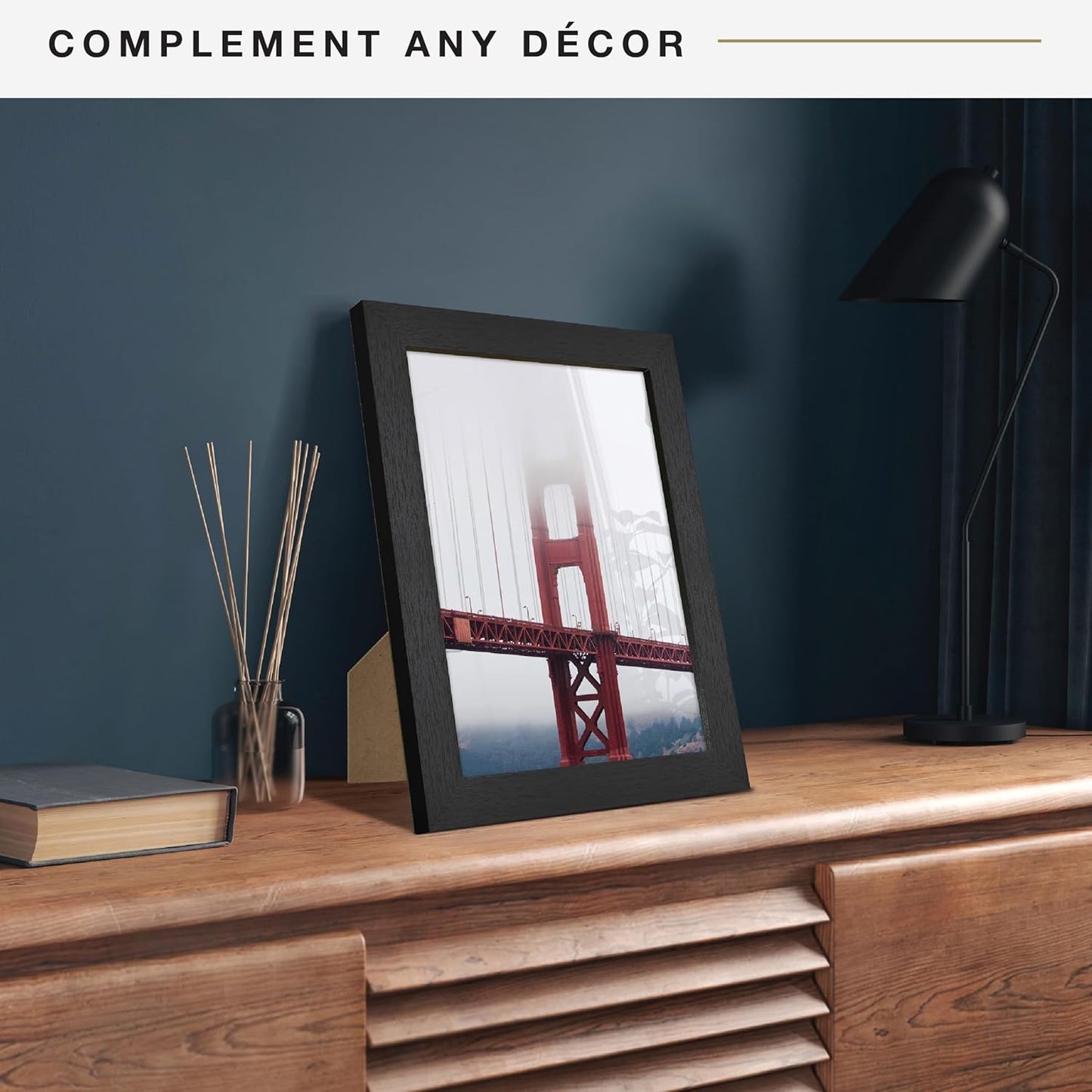 MCS Studio Gallery 16x24 Poster Frame Black Woodgrain Engineered Wood, Vertical & Horizontal Wall Hanging Large Picture Frame for Photos, Posters & Art Prints (1-Pack)
