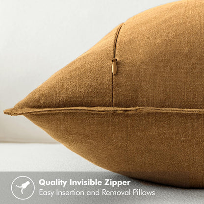 MIULEE Decorative Linen Euro Sham Pillow Covers 26x26 Cream White Boho Farmhouse Neutral Couch Throw Pillows for Bed Pack of 2 Accent Modern Pillowcase Sofa Livingroom Home Decor