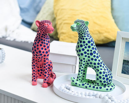 Quoowiit Bird Figurine, Modern Sculpture and Statues for Home Decor, Animal Statues for Bookshelf, Table, Entryway, Fireplace, Resin Decorative Sculpture with Chic Polka Dots Art Design (White)