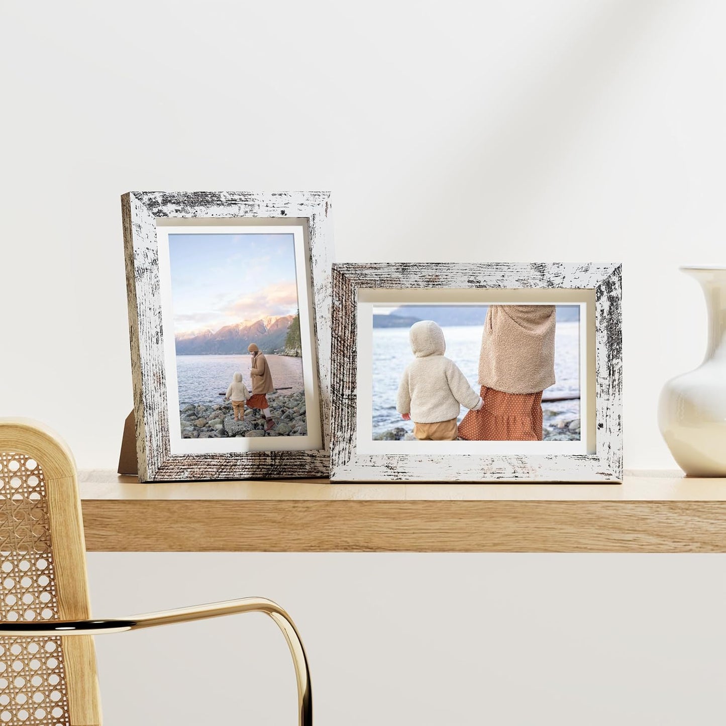 Vittanly 8x10 Picture Frames Set of 9, Shatter Resistant Plexiglass, Display 5x7 Pictures with Mat or 8x10 without Mat, Photo Frames for Wall or Tabletop, Engineered Wood, Black - Colors A