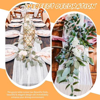 10 Pack Beige Cheesecloth Table Runner 17x108 Inch Boho Gauze Cheese Cloth Table Runners for Wedding Party Baby Shower Birthday Home Decor