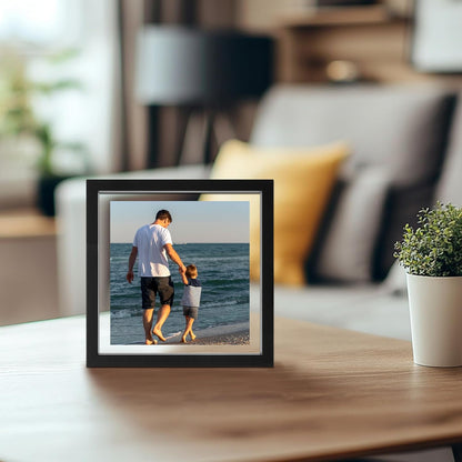 CORE ART 8x10 Floating Picture Frame,Double Plexglass Floating Frame for 5x7,4x6 Pictures,Wall or Tabletop Display,Black