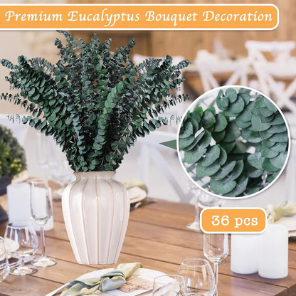12PCS Dried Eucalyptus for Shower Hanging - 17'' Real Large Preserved Eucalyptus Stems Green Home Decor, 100% Made from Fresh Eucalyptus Leaves, Bathroom Shower Decor, Wedding, DIY