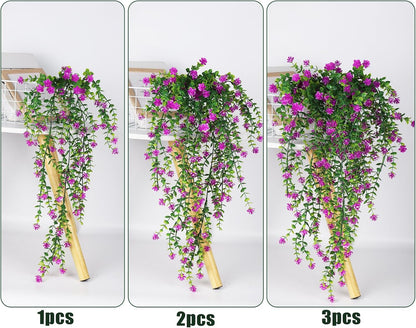 RECUTMS Artificial Hanging Plants Fake Hanging Plant Faux Eucalyptus Leaf Greenery Vine Outdoor UV Resistant Plastic Plants Home Garden Wedding Party Indoor Outdoor Decorations(White)