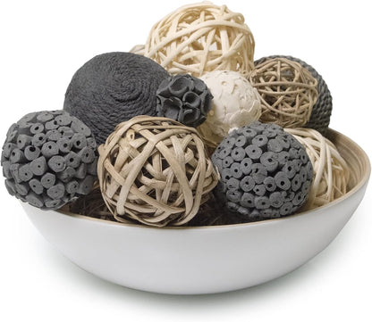 ANDALUCA Black & White Decorative Balls Bowl Filler Bag with Orbs, Balls (Black)