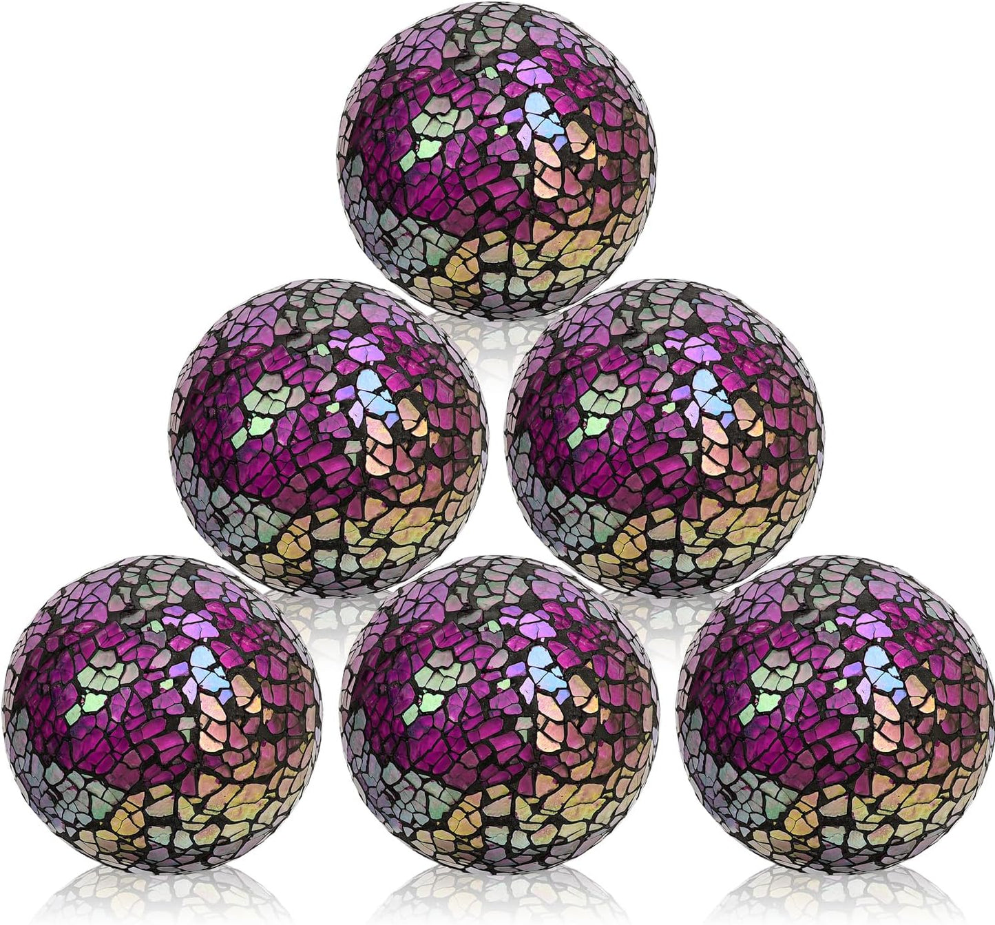 Kesywale 6PCS Decorative Balls Set 2.4 Inches/ 6cm Small Mosaic Spheres Glass Orbs Decorative Balls for Centerpiece Bowls Vases Fillers Dining Coffee Table Wedding Party Decor (Black)
