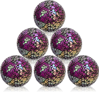 Kesywale 6PCS Decorative Balls Set 2.4 Inches/ 6cm Small Mosaic Spheres Glass Orbs Decorative Balls for Centerpiece Bowls Vases Fillers Dining Coffee Table Wedding Party Decor (Black)