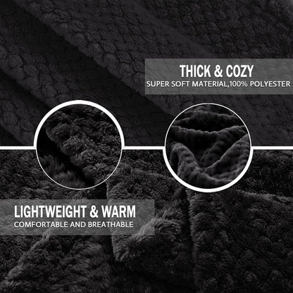 Exclusivo Mezcla Fleece Throw Blanket Extra Large, Super Soft and Warm Blankets for Couch, Sofa and Bed Waffle Textured, Cozy, Fuzzy and Lightweight (Slate Blue, 50x70 Inches)