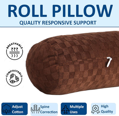 Health Cervical Neck Roll, Comfortable and Highly Resilient Bolster Pillows, Round Neck Pillows Support for Sleeping | Large Size Bolster Pillow for Bed, Legs, Back and Yoga (Grey)