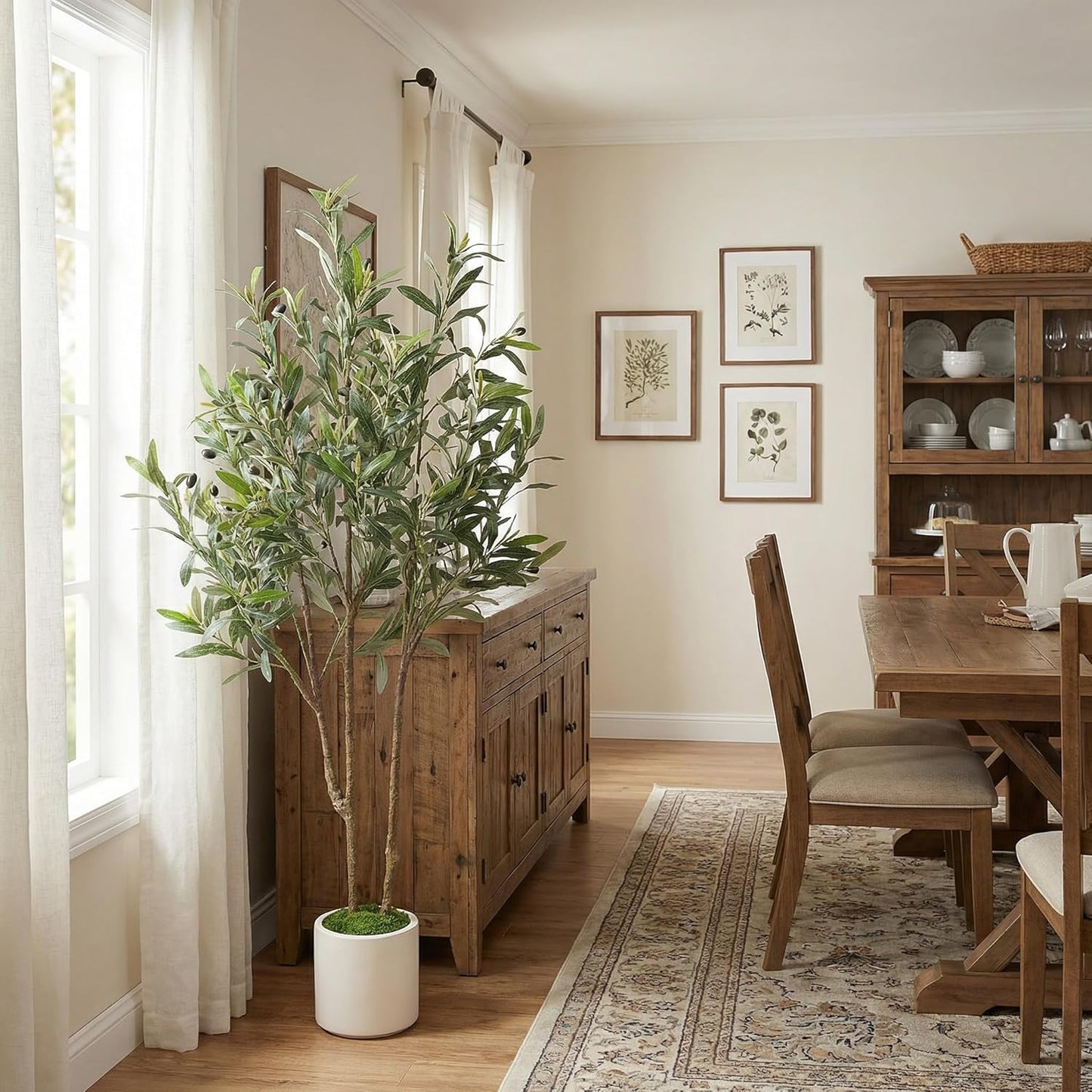 Alupssuc 5ft Olive Trees Artificial Indoor & Outdoor, Faux Olive Tree with Lively Artificial Trunk and Lifelike Fruits, Fake Potted Tree for Modern Home Office Living Room Decor