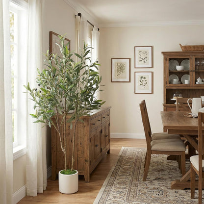 Alupssuc 5ft Olive Trees Artificial Indoor & Outdoor, Faux Olive Tree with Lively Artificial Trunk and Lifelike Fruits, Fake Potted Tree for Modern Home Office Living Room Decor