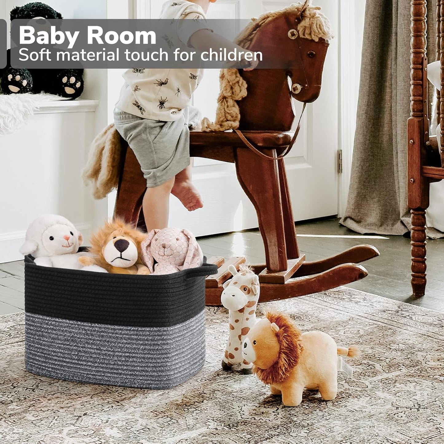 Goodpick Cube Storage Bins - Towel, Book, Cloth, Shoes, Closet Shelf Woven Baskets for Office, Baby Laundry, Toys, 13''x10''x9''