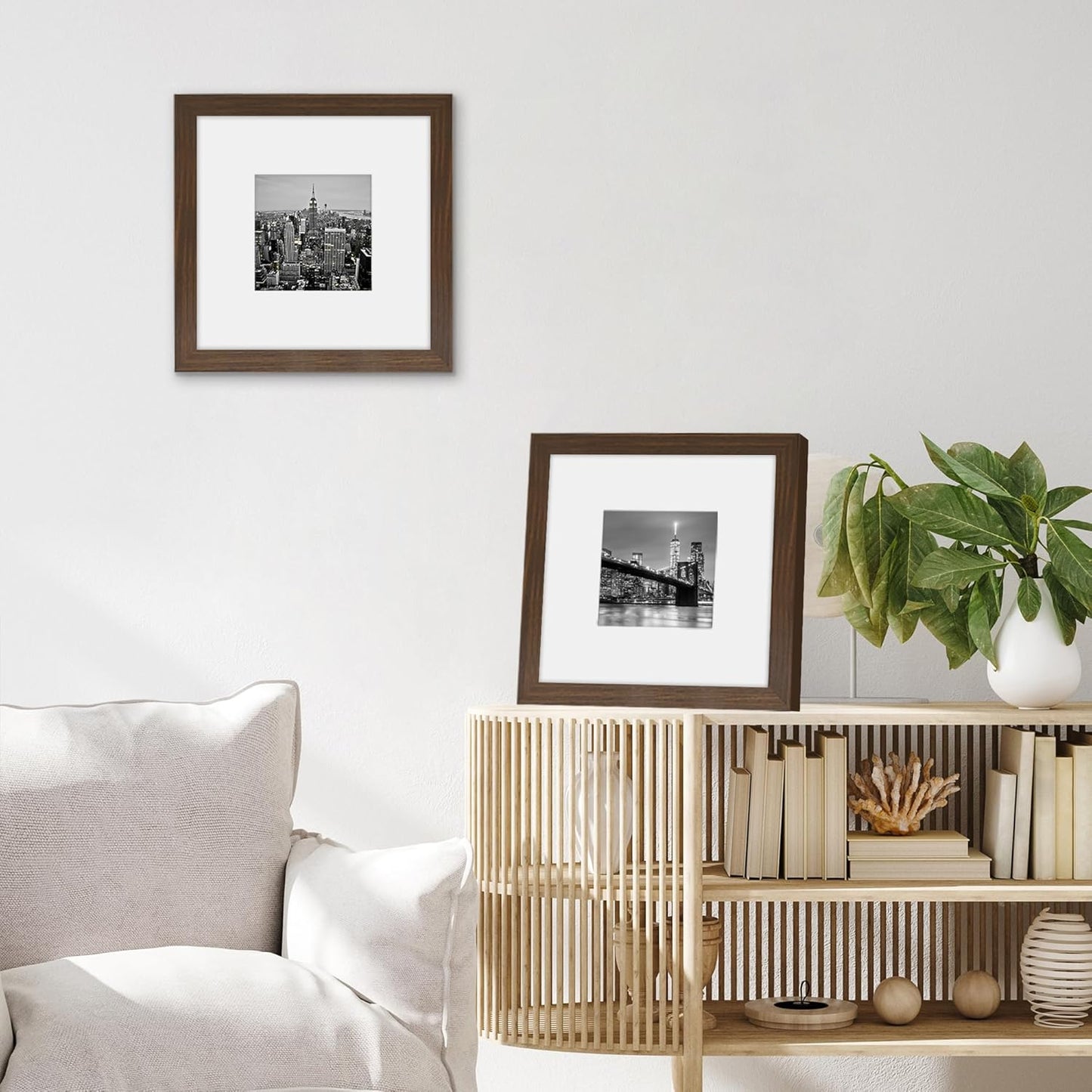 Americanflat 8x10 Picture Frame with Shatter-Resistant Glass - Use as 5x7 Frame with Mat or Display 8x10 Photo Without Mat - Signature Collection - Picture Frames for Tabletop and Wall Display - Black