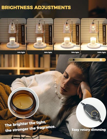 GODONLIF Candle Warmer Lamp with Timer Dimmable, Birthday Gifts for Women Mom, House Warming Gifts New Home Decor, Wax Melt Warmer for Jar Candles with 2 Bulbs