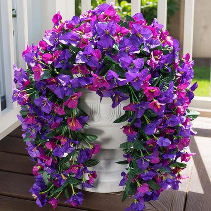Faux Bougainvillea Artificial Flowers Plants for Outdoor Outside Decoration, 2 PCS Red Fake Flowers UV Resistant Look Real Silk Long Trailing Vines for Front Door Porch Planter Urn Patio Garden Yard