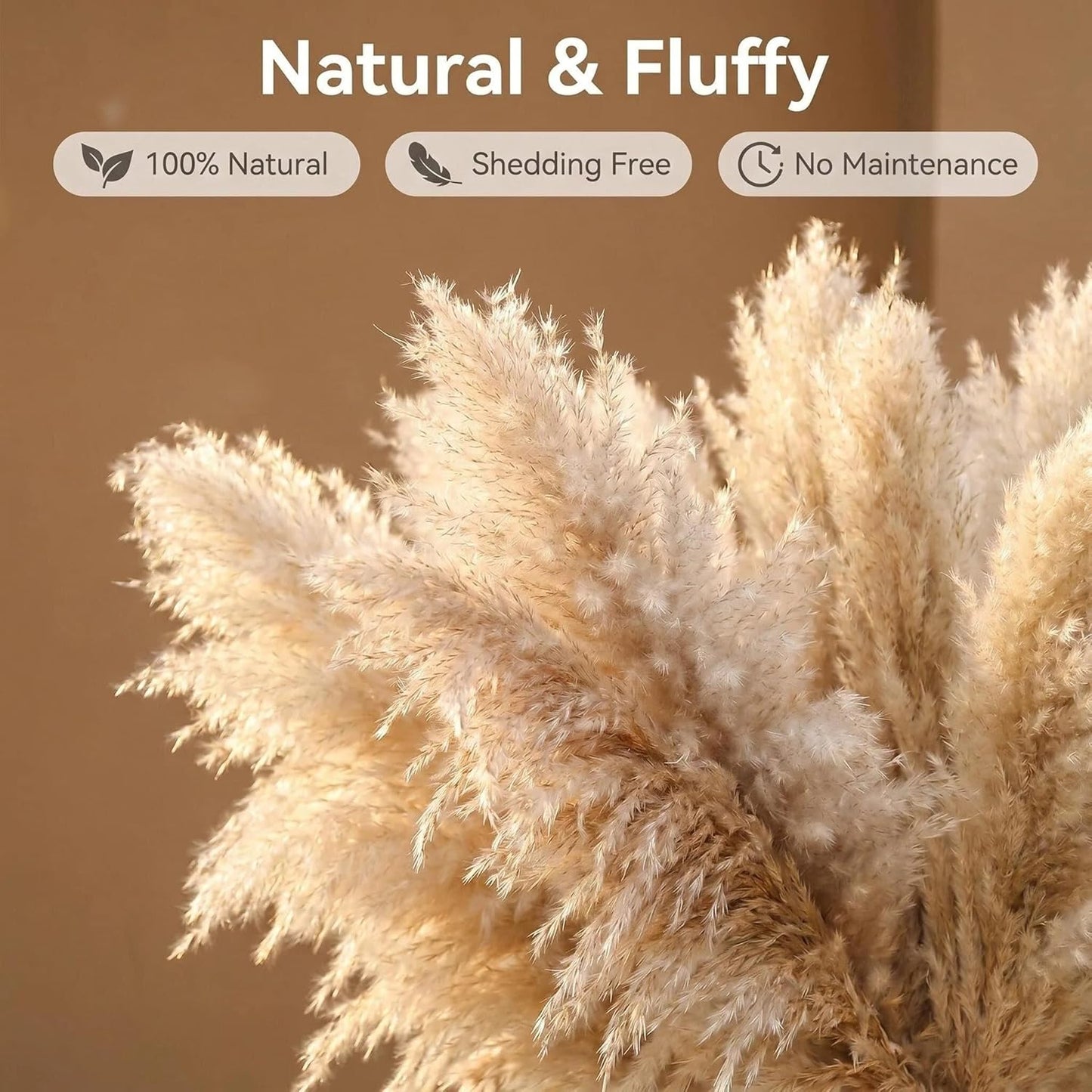 46" inch 10 Stems Natural Pampas Grass Decor Tall, Pompas Grass, Tall Pampas Grass for Weddingm, Farmhouse, Boho Home Decor (Beige)