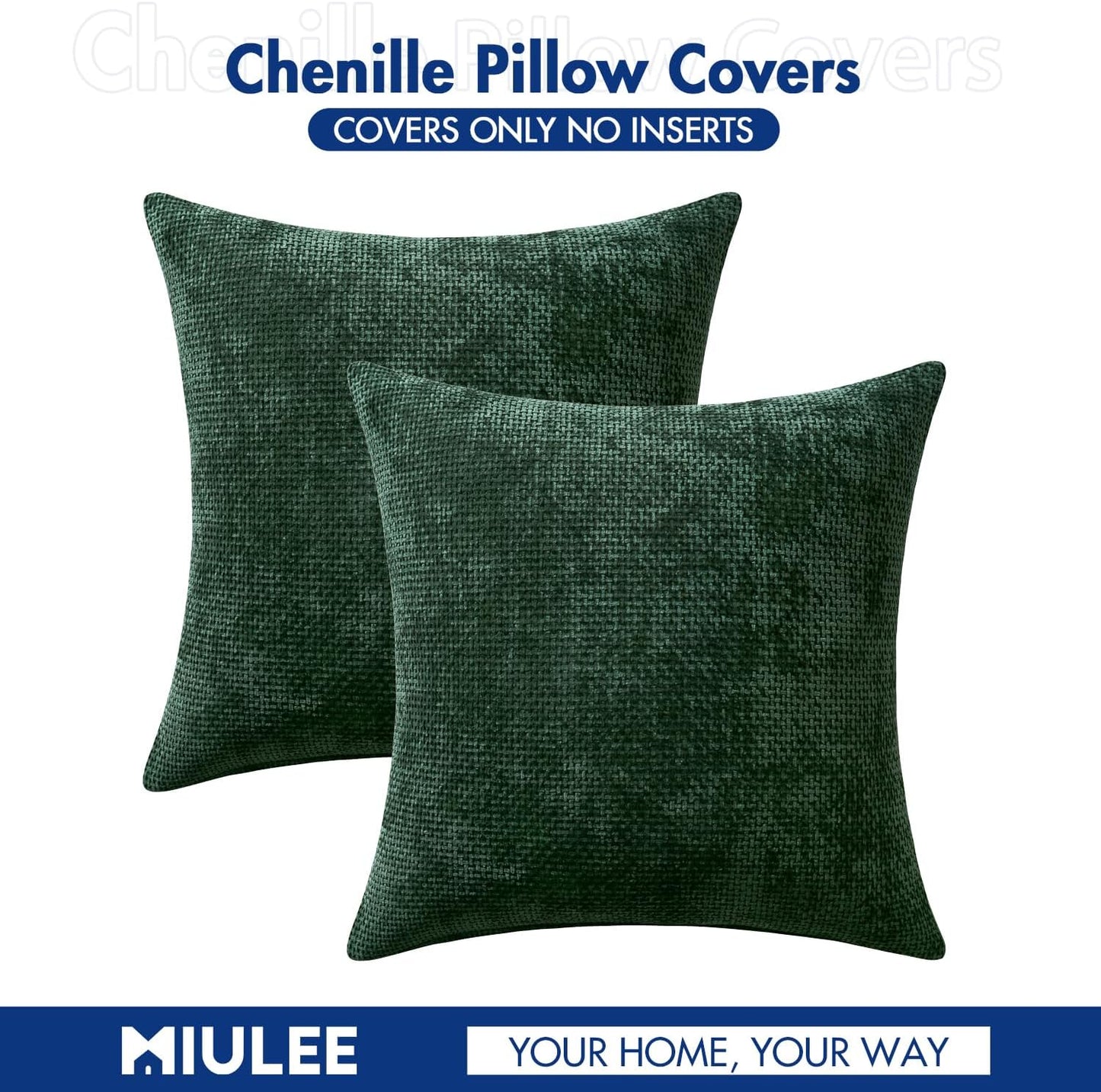 MIULEE Pack of 2 Couch Throw Pillow Covers 18x18 Inch Neutral Beige Modern Boho Accent Decorative Pillow Covers Soft Chenille Farmhouse Cushion Covers for Home Decor Bed Sofa Living Room