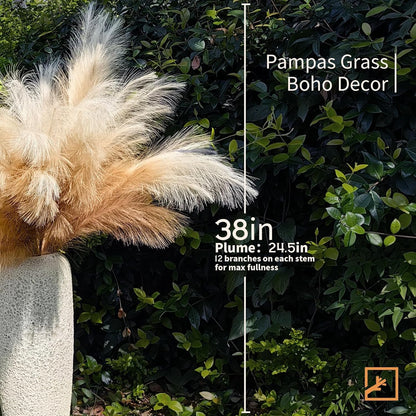 ZIFTY 7-Pcs 38"/3.1FT Faux Pampas Grass Large Tall Fluffy Artificial Fake Flower Bedroom Decor Boho Decor Bulrush Reed Grass for Vase Filler Farmhouse Home Wedding Decor (Beige Mixed)