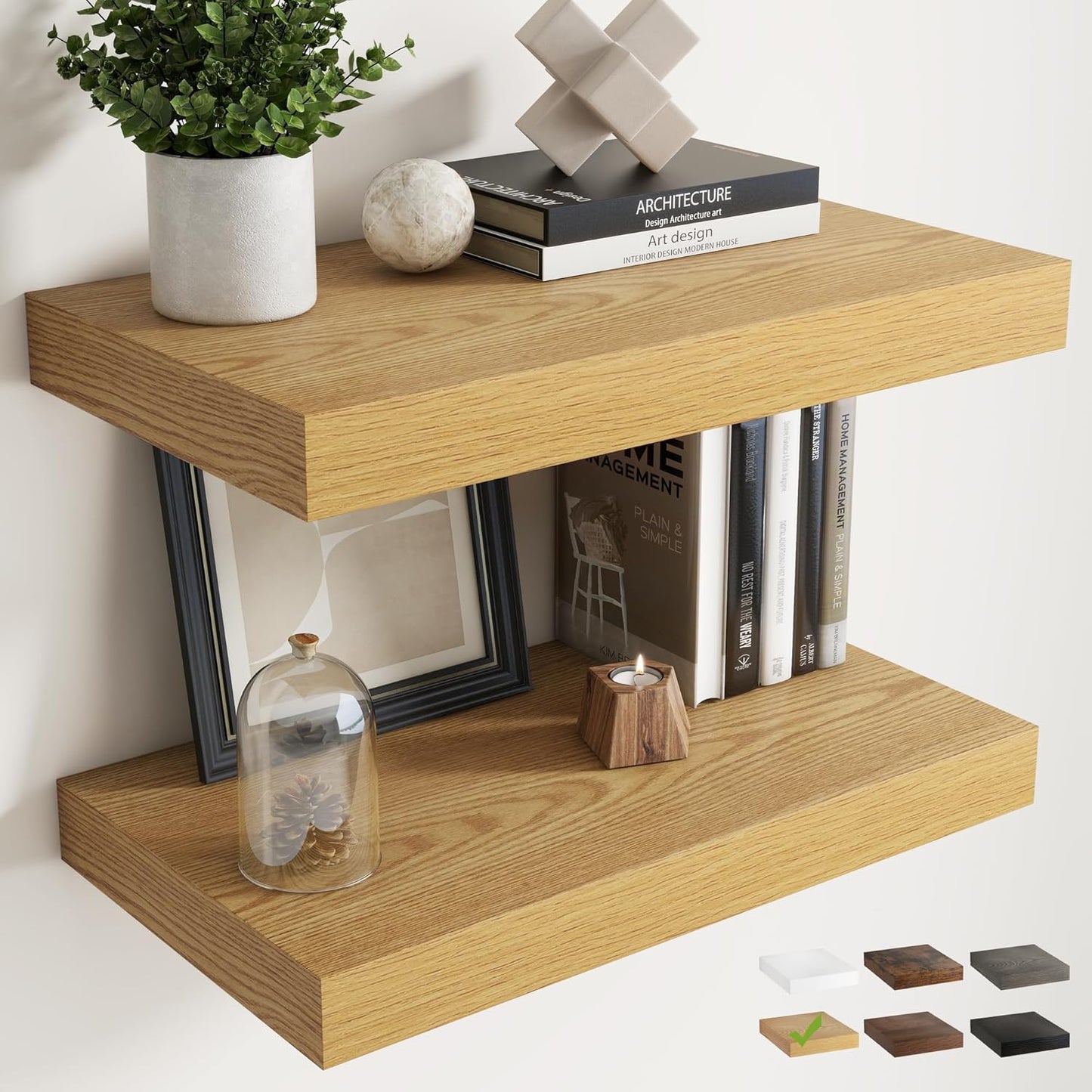 72 Inch Long Floating Shelves for Wall Set of 2, 12"D Wood Grain Bathroom Shelves with Invisible Brackets, Easy Install Engineered Wood Storage Shelves for Kitchen, Living Room, Bedroom, Black Finish