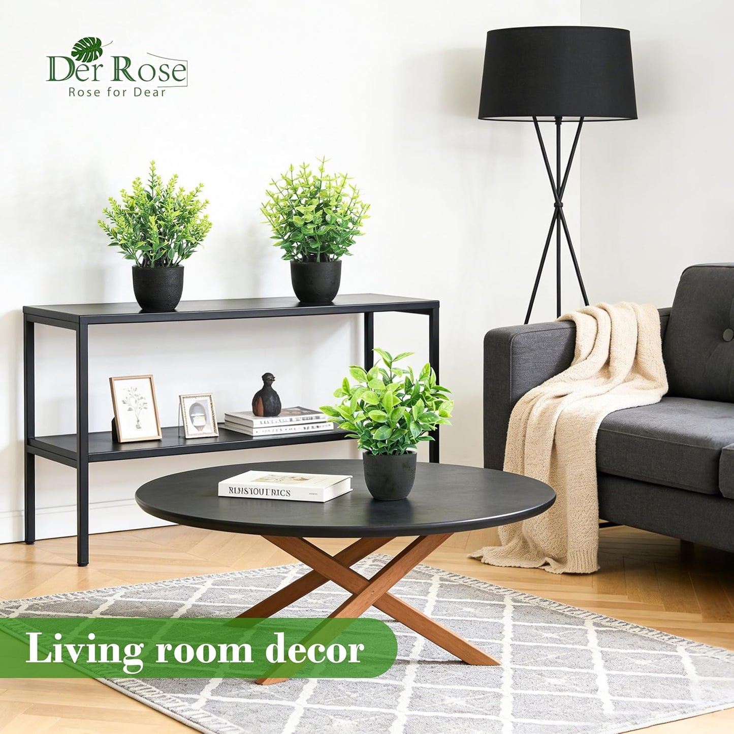 Der Rose 4 Pack Mini Artificial Plants Indoor in Pots Mixed Fake Plants Greenery Set for Bathroom Decor Shelf Counter Styling Office Desk Farmhouse Room Decor