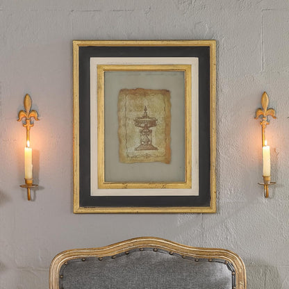 Fleur De Lis Wrought Iron Candle Sconces Set of 2, Rustic Candle Holders Hanging for Living Room Farmhouse Fireplace Wedding (Antique Copper)