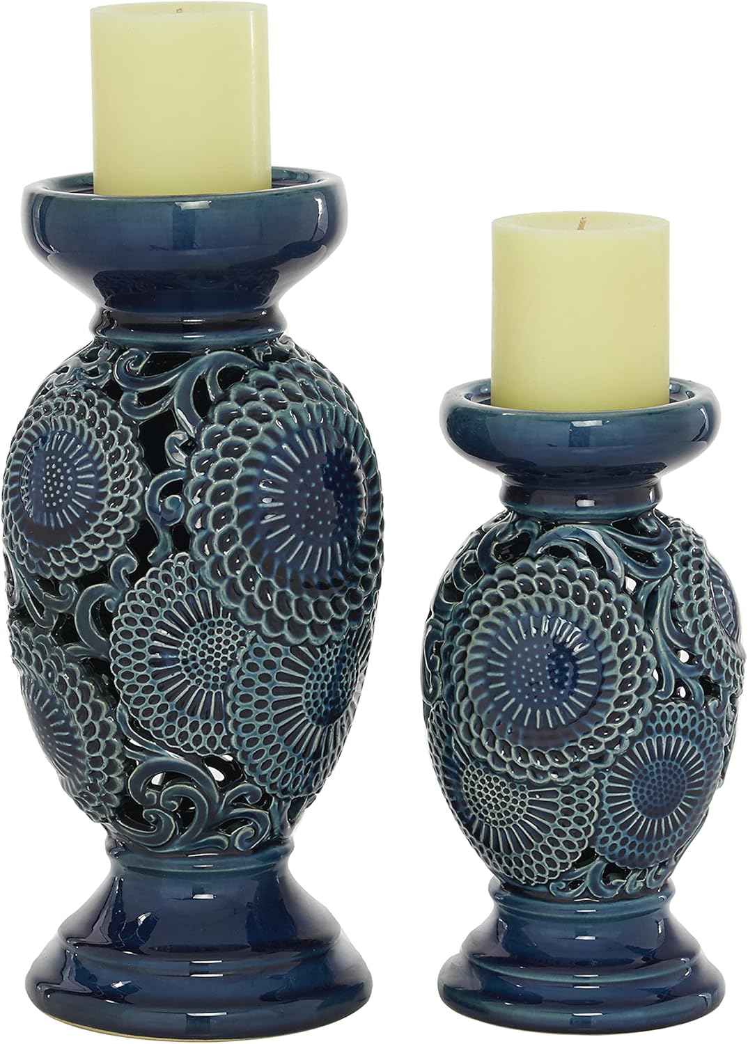 Deco 79 Metal Abstract Decorative Candle Holder Mushroom Inspired Candle Stand, Set of 2 Candlestick Holder 11", 14"H, Gold