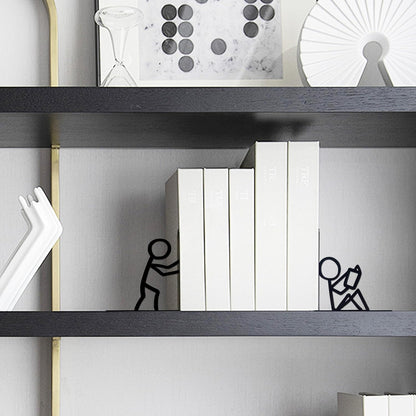 Bookends Decorative Metal Unique Office Desk Bookends Cute Book Ends Reading Decor Bookshelf Decor for Office School Library Bedroom, Book Lovers Gift