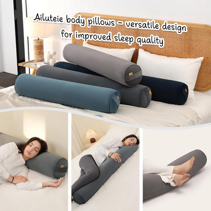 Body Pillow for Adults,Long Round Pillow,Big Cylindrical Pillow,Large Full Bolster Pillows for Side Sleepers (Steel Gray, 47.24"*7.87")