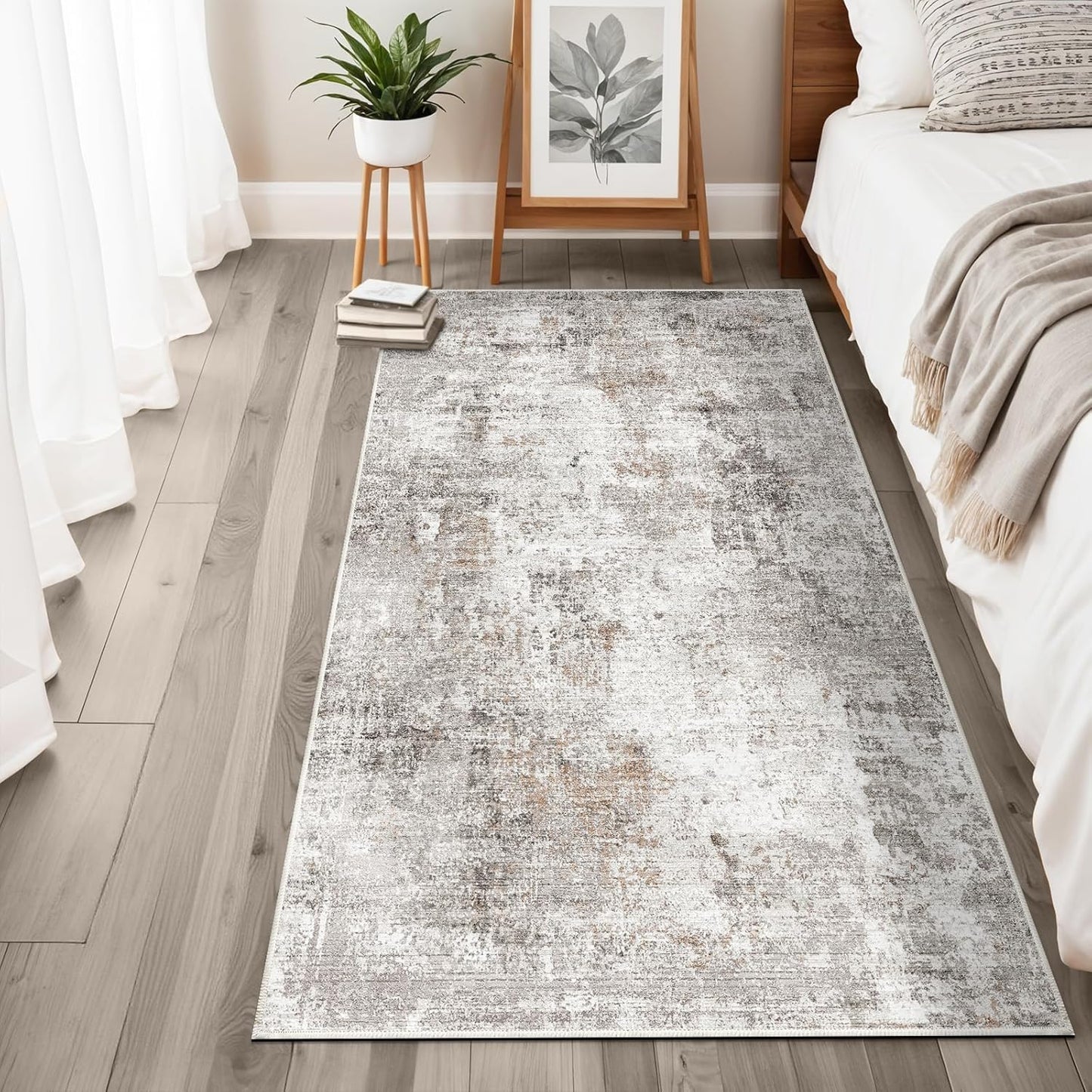 2x3 Washable Non-Slip Area Rug - Soft Low Pile Throw Rug for Kitchen Entryway Bedroom - Modern Indoor Door Mat with Rubber Backing (Beige Grey) - Colors A