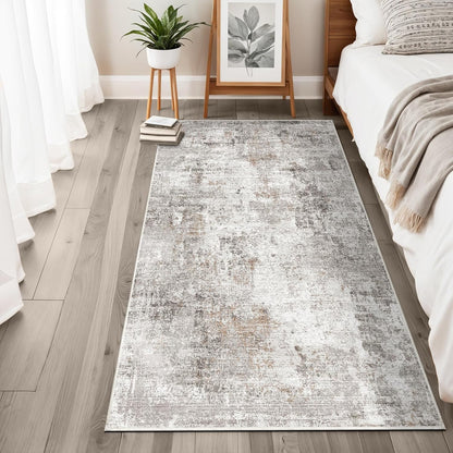 2x3 Washable Non-Slip Area Rug - Soft Low Pile Throw Rug for Kitchen Entryway Bedroom - Modern Indoor Door Mat with Rubber Backing (Beige Grey) - Colors A