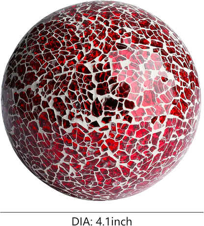Decorative Mosaic Glass Orbs, 4 Inch Diameter, Set of 3 Sphere Balls, Rose Gold (Gold)