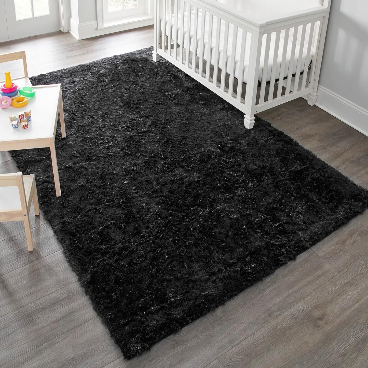 Ophanie Round Rugs 5Ft Ivory Circle Area Rug, Nursery Room Decor, Christmas Aesthetic Bedroom Home Circular Carpet 5 Foot, Fluffy Fuzzy Shag Plush Cream Living Room Rugs for Kids Boys Girls Teen Baby