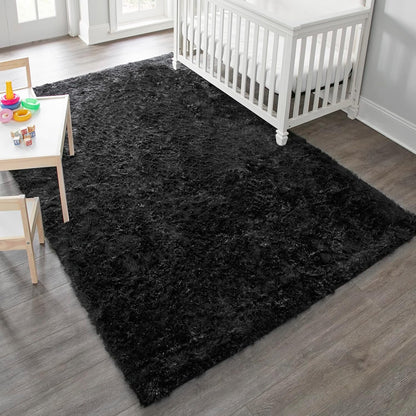 Ophanie Round Rugs 5Ft Ivory Circle Area Rug, Nursery Room Decor, Christmas Aesthetic Bedroom Home Circular Carpet 5 Foot, Fluffy Fuzzy Shag Plush Cream Living Room Rugs for Kids Boys Girls Teen Baby
