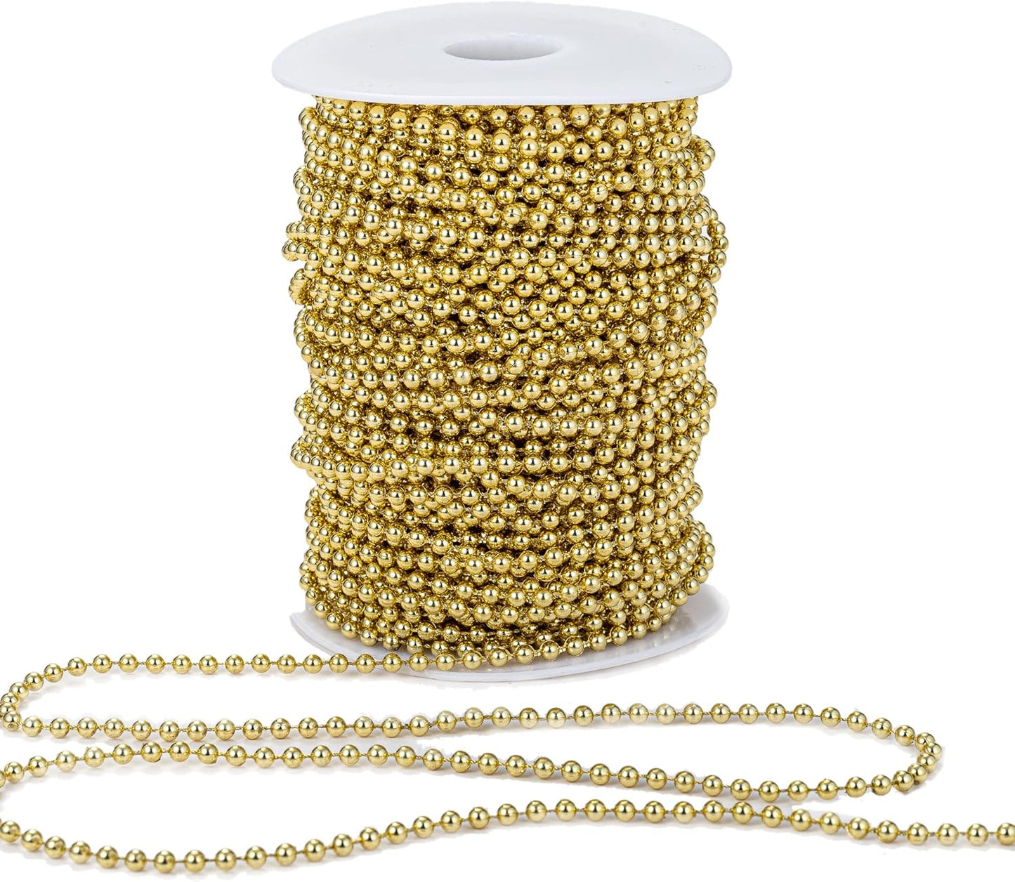 3mm Millet Beads Crafts Faux Pearl Beads Garland Pearl Bead Roll Strand of Pearls to Decorate Floral Centerpieces Wedding Party Favor Christmas Tree(33 Feet Ivory)