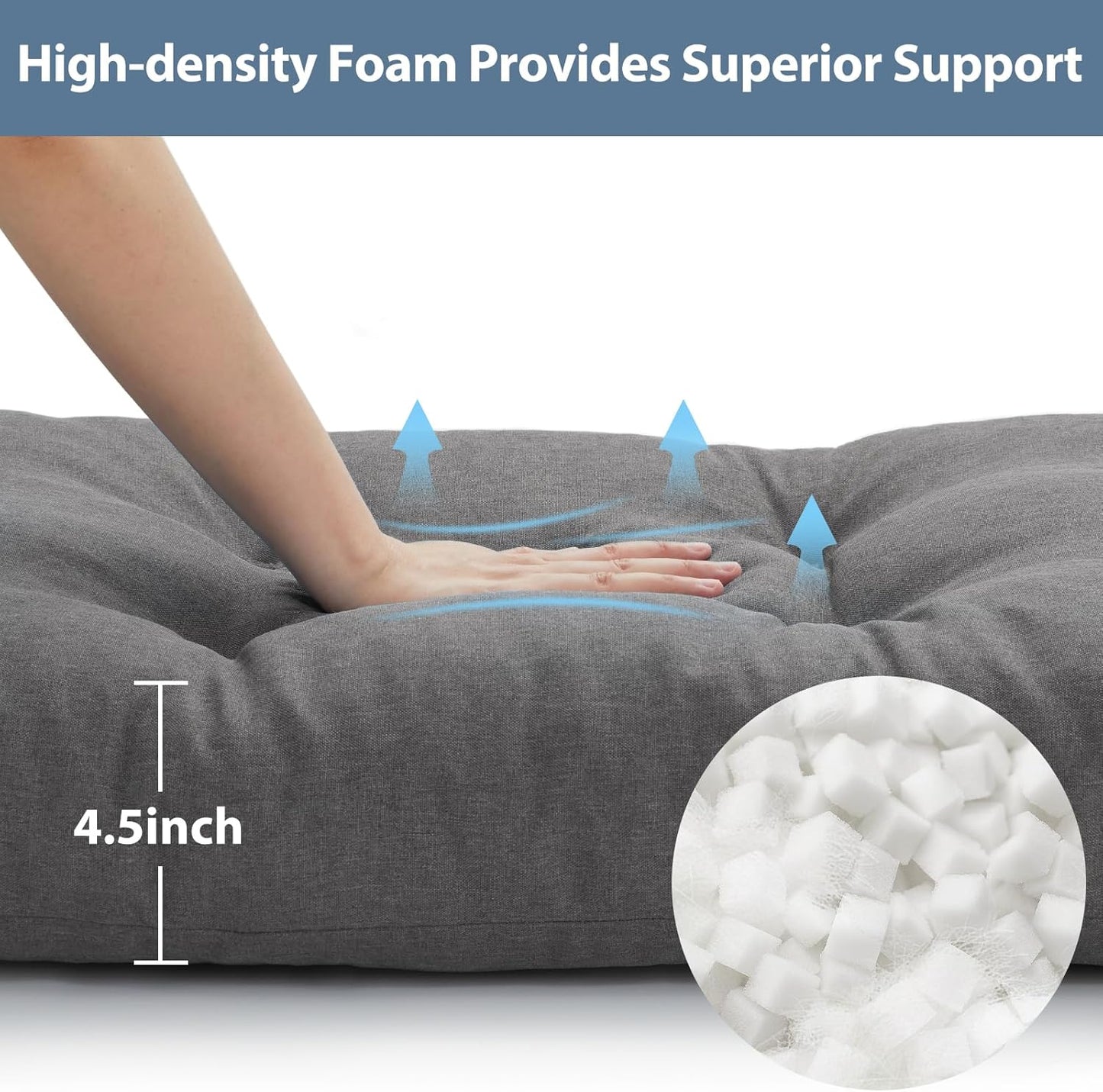42 Inch Bench Cushions for Indoor Furniture, Super Soft Rectangle Bench seat Cushion Pad with Non-Slip Bottom, Waterproof Bench Pad for Window Porch(Beige, 42x16x4.5 Inch)